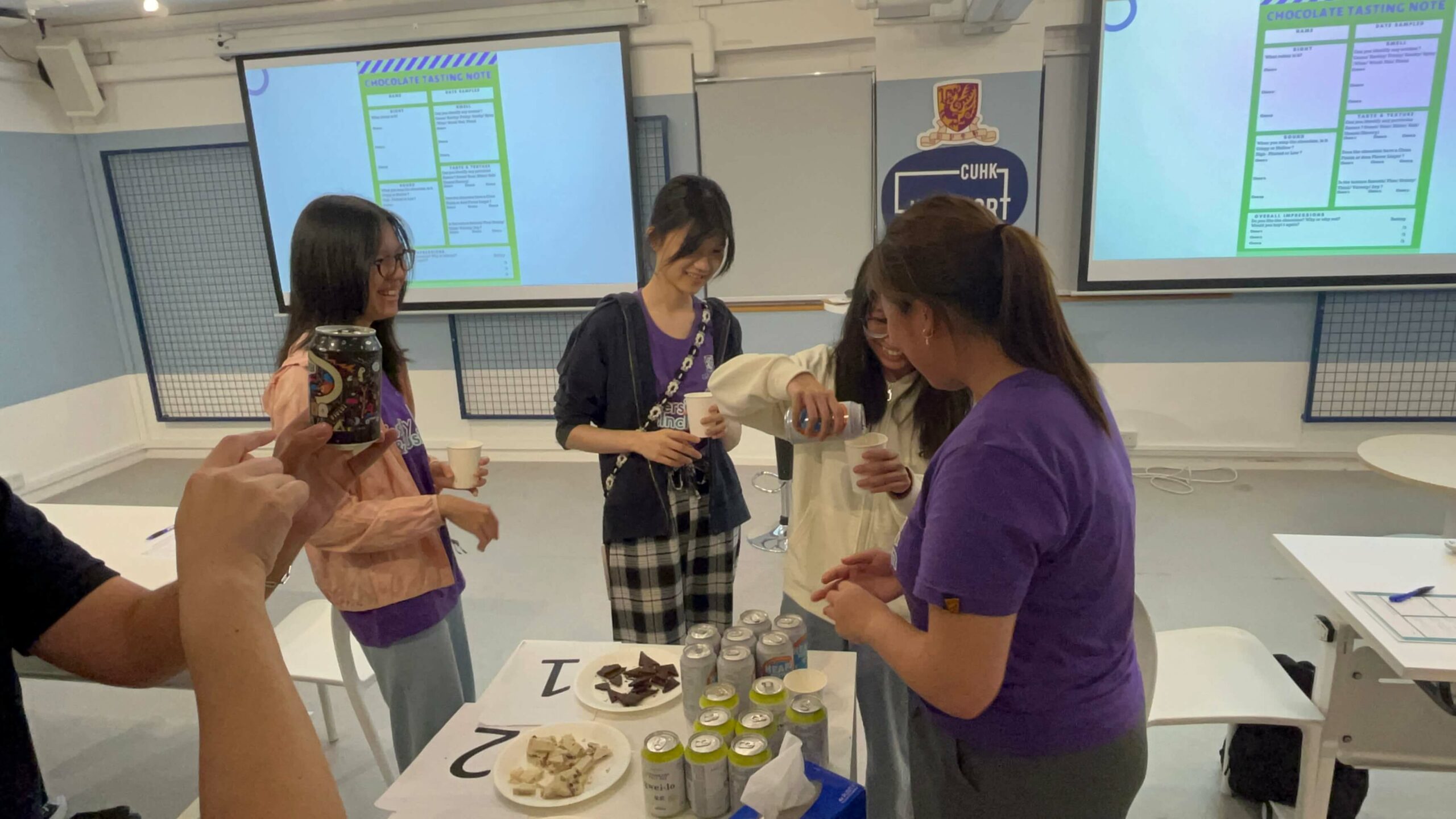 A diverse group of students from CUHK’s D&I Ambassador Programme are tasting different types of beer during the workshop.